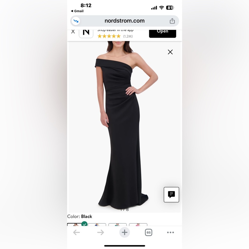 Elegant Off-Shoulder Formal Black Dress Mother of bride or groom